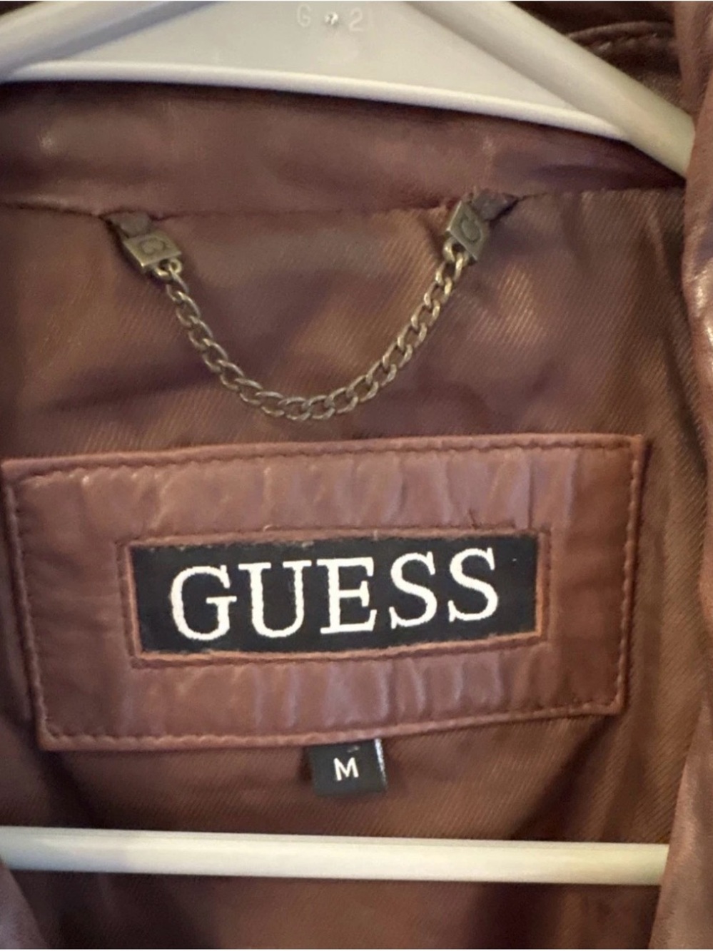 Vintage GUESS 100% Genuine Brown Leather Jacket - Picture 2 of 5